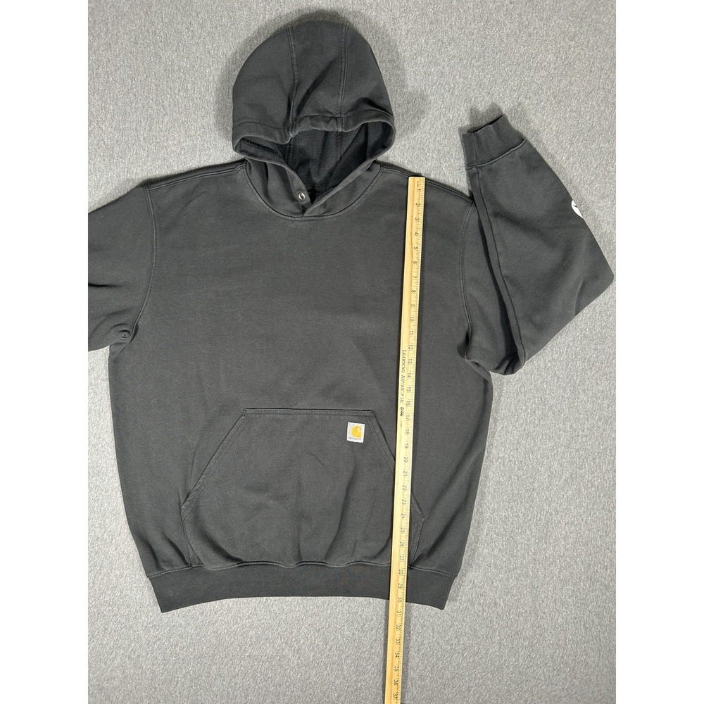 Carhartt Loose Fit Hoodie Men's XL Black Sleeve Logo Spellout Pocket Sweatshirt - Picture 8 of 9